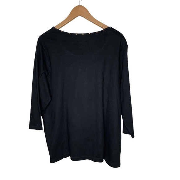 New Quaker Factory Womens Embroidered Floral Shirt Size 1X Black BNWT bling - Picture 6 of 6